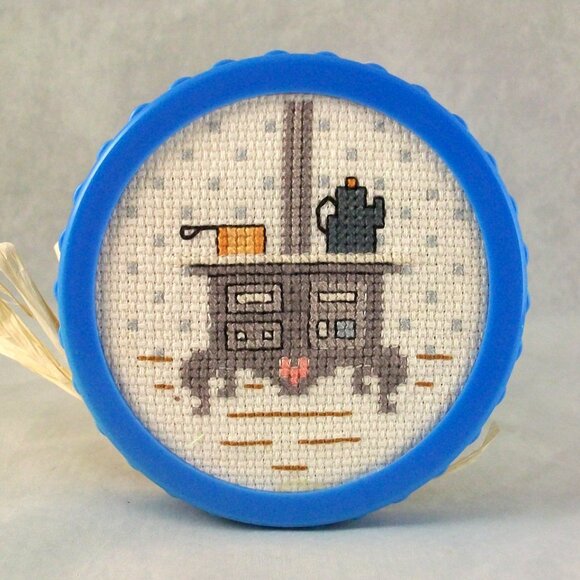 Mason Jar Storage Cross Stitch Antique Cast Iron Stove Match Holder Country Core - Picture 2 of 4